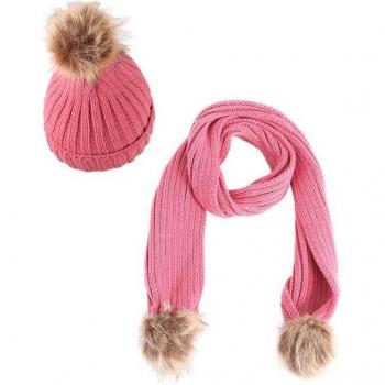 Gorro con Pompón y Bufanda Gruesa para Bebés