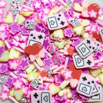 Bunte Herz Polymer Scheiben 100g