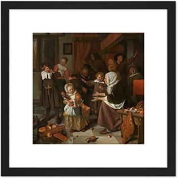 Artery8 St. Nicholas Feast Children’s Painting – 8x8″ Square, Dark Wood Frame