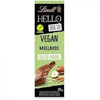 Lindt HELLO Vegan Nussgenuss – Haselnuss‑Schokolade, 100 g, frei von Laktose und Zucker