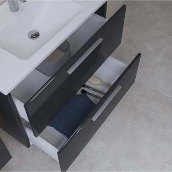 Vitra Mia meuble 79x61x39,5 cm avec miroir, lavabo et éclairage LED, Anthracite brillant (MIASET80A)