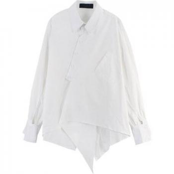 XITAO Unregelmäßige Teilungsbluse für Frauen, Herbst Elegante Göttin Fan Lässig Stil Lose Hemd Schwarz Weiß DZL1700