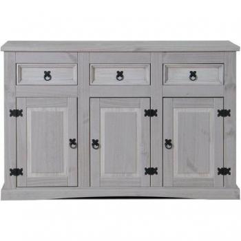 Armoire contemporaine New Mexique, 132 cm, 84 cm, 3 tiroirs, 3 portes, couleur gris
