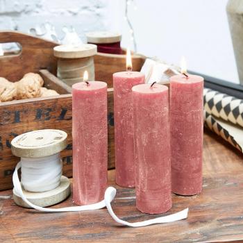 Lot de 4 bougies Muriel, roses (13 cm)