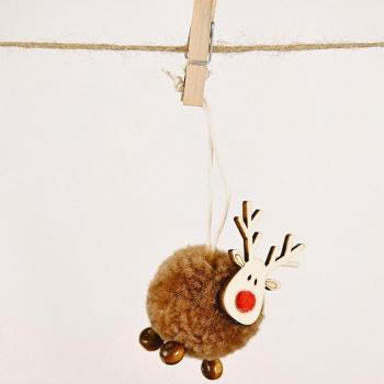 Ornement de Noël Cerf Bois Sculpté