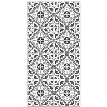 Panorama Tapis PVC Carrés Ciment Fleur Gris 120×160 cm