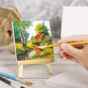 Set de 10 lienzos y caballetes para decoración artística
