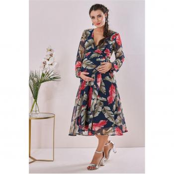 Maternity Printed Wrap Midi