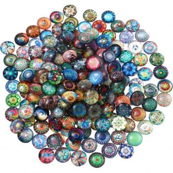 100pcs 12mm Colorful Round Glass Mosaic Tiles for Jewelry