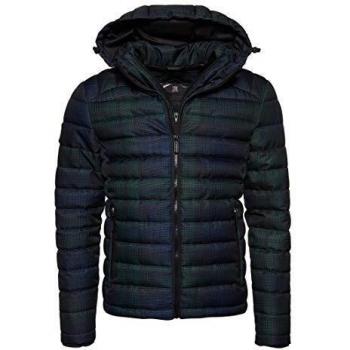 Giubbotto Tweed Navy Check XL con Doppia Zip – Uomo