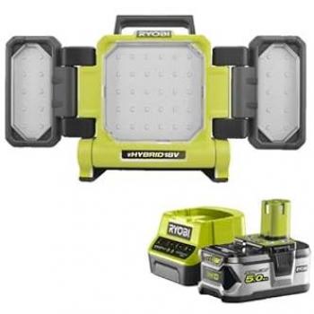 Set Ryobi Lampada LED Tripla 18V OnePlus 3000 Lumen con Batteria e Caricabatterie