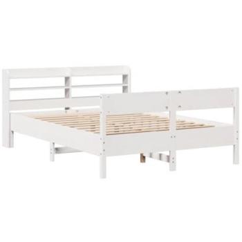 Vidaxl Estructura de cama sin colchón madera de pino blanca 150x200 cm 607968