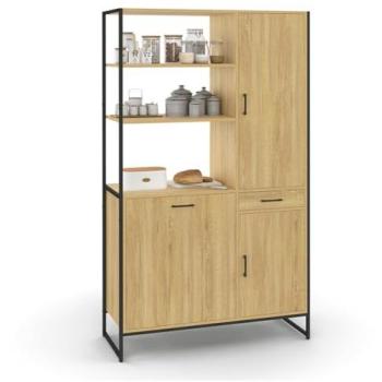 Buffet Cuisine 100 CM Detroit – Colonne de Rangement 3 Portes, Tiroir