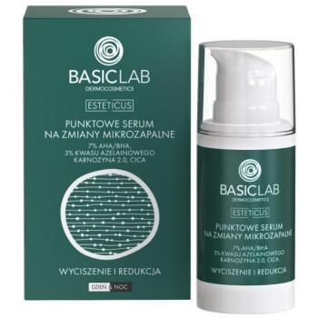 Basiclab Sérum Anti‑Acné Spot 7 % AHA/BHA, 3 % acide azélaïque + lactoferrine – 15 ml