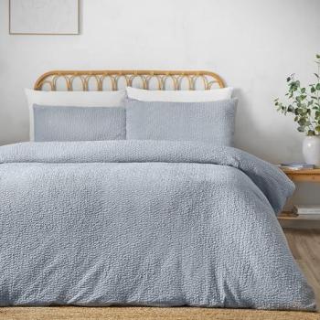 Catherine Lansfield Blue Seersucker Duvet Cover & Sheet Set – Single
