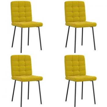 Sedie d’epoca in velluto giallo – 4 pezzi (Vidaxl)