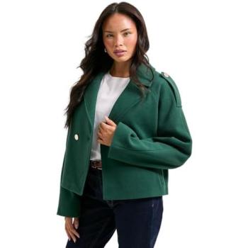 Forest‑Tone Short Wool‑Trench Jacket (Size 16)
