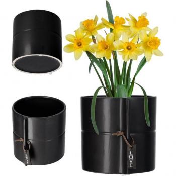 Vaso da Fiori Ceramica Nero 17 cm