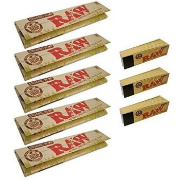 Organic Hemp Rolling Paper Set: RAW 5 Kingsize Slim (3 Tips)