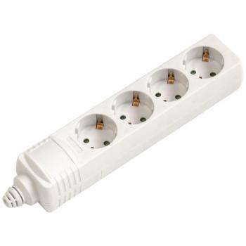 Regleta eléctrica Schuko 4 puntos, diseño sin cable y sin interruptor