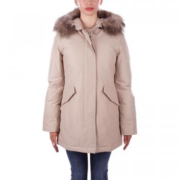 Woolrich Women’s Hoodie Coat – Beige, Size S, Winter Jacket