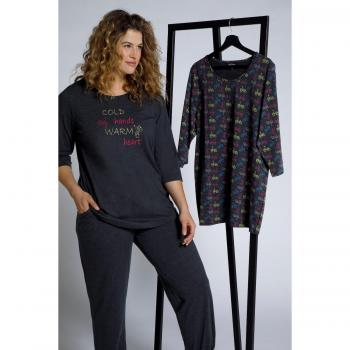 Maglie pigiama donna blu 56/58 confezione doppia scollo girocollo maniche 3/4 Cotone/Poliestere