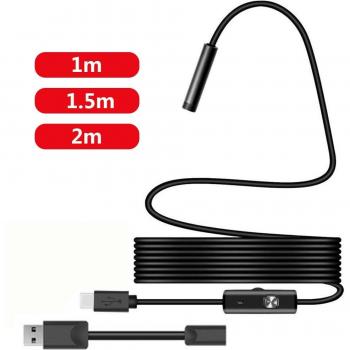 Boroscopio Flexible 1M/2M 5.5mm con Iluminación LED para Inspección en Android y PC