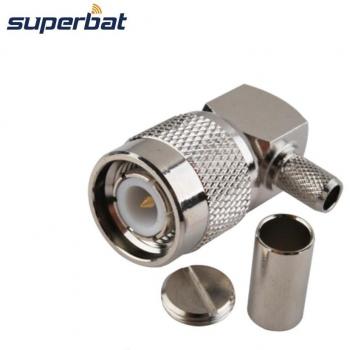 Superbat 10pcs TNC Male Crimp Connector Right Angle for RG58 RG142 LMR195