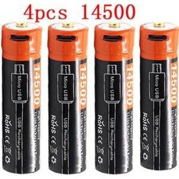 Pile rechargeable 14500 750 mAh 3,7 V – lampe LED compacte