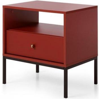 Bureau d’angle mono 54 cm, tiroir Bordeaux