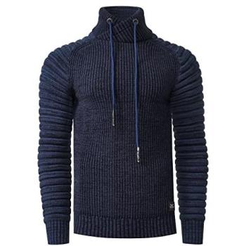 Rusty Neal Grobstrick Pulli – Hochgeschlossener Ausschnitt, Blau L