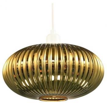 Chic Gold Line Ribbed Glass Pendant Lamp Shade