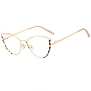 Gold Half Frame Cat Eye Glasses for Women