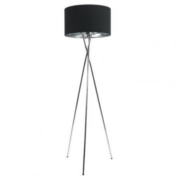 Black Camden Chrome Tripod Floor Lamp with Metallic Inner Drum