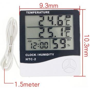 LCD Indoor Outdoor Thermometer and Hygrometer Weather Station Clock HTC-1 HTC-2