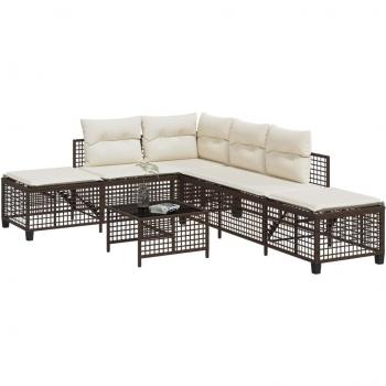 Set Divani ad Angolo 3 pz con Cuscini in Polyrattan Marrone