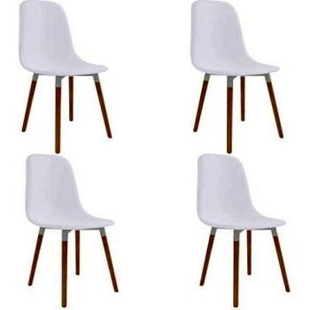 Set de 4 sillas de comedor de plástico, color blanco