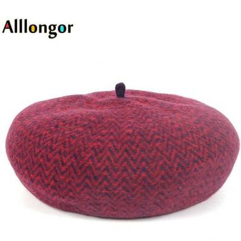 Striped Wool Beret for Women
