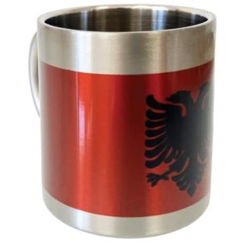 Mug inox anti-empreintes, double paroi, design drapeau albanais – 200 ml