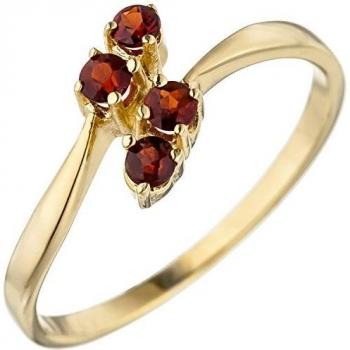 Juwelenring JOBO – 375 Gold Gelbgold, Rotgranate Detail, Größe 50