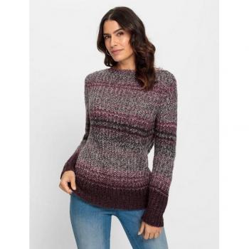 Pull épais bordeaux à motifs