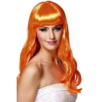 Perruque Orange Longue Frange Femme Boland