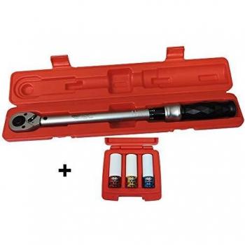 FAMEX Profi Drehmomentschlüssel 10865-3N, 40-210 Nm, Set mit Spezialeinsätzen für Radschrauben