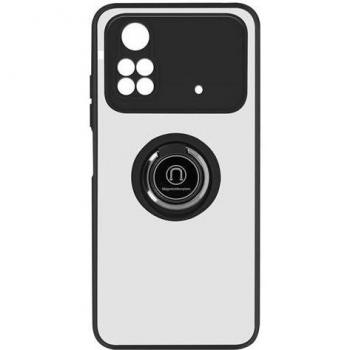 Cover protettiva Avizar “Bimateria Metallic” per Poco M4 Pro 4G, colore nero, supporto anello