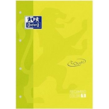 Recambio color 1 Oxford A4+ verde lima 80 hojas cuadrícula 5 mm 90 gr tapa blanda 4 taladros