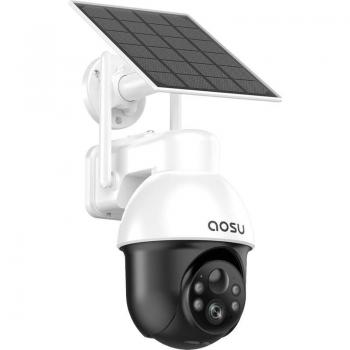 Aosu 3K Caméra Extérieure Wi‑Fi 5MP – Panneau Solaire Portable, PTZ 360° et Suivi Automatique