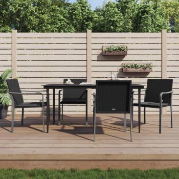 Set Pranzo Esterno 5pz con Cuscini in Polyrattan e Acciaio