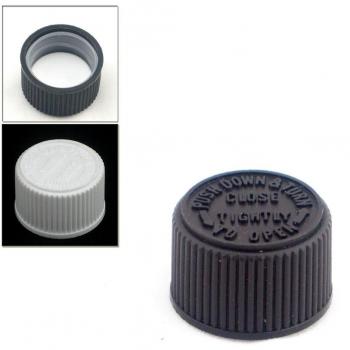 Black/White 24-400 Child-Resistant Screw Caps with PE Liner