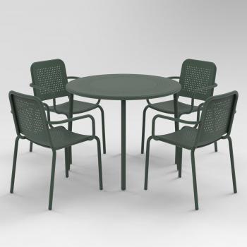 Porto 4 Seater Round Dining Set with Stacking Chairs