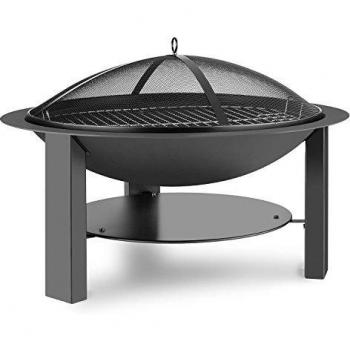 Blumfeldt Mithras 2 en 1 : Foyer Pare‑Étincelles 75 cm + Barbecue Grille 60 cm – Braséro Fonte Noir